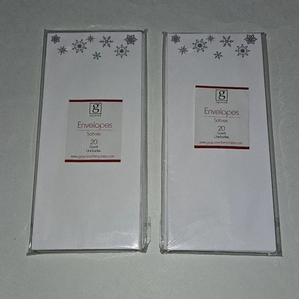 NEW 5 Packs Snowflake Envelopes Christmas Letters White Silver G Squared